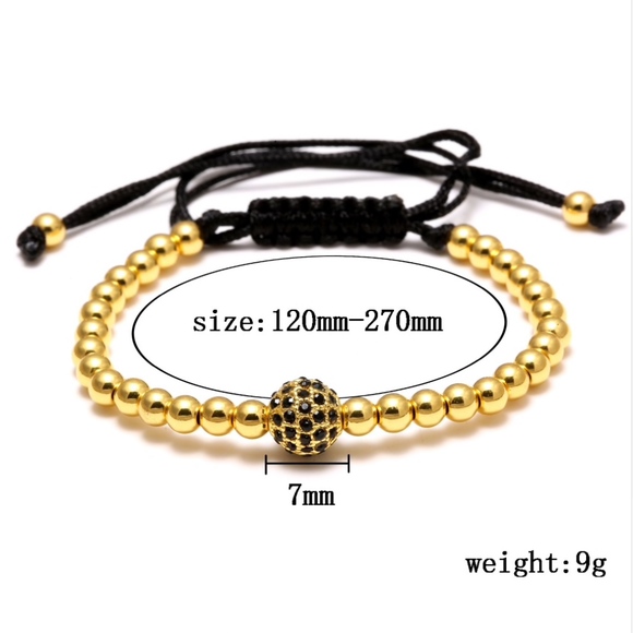 Gold Shamballa Crystal Beaded Lace Rope Bracelet - Picture 3 of 7